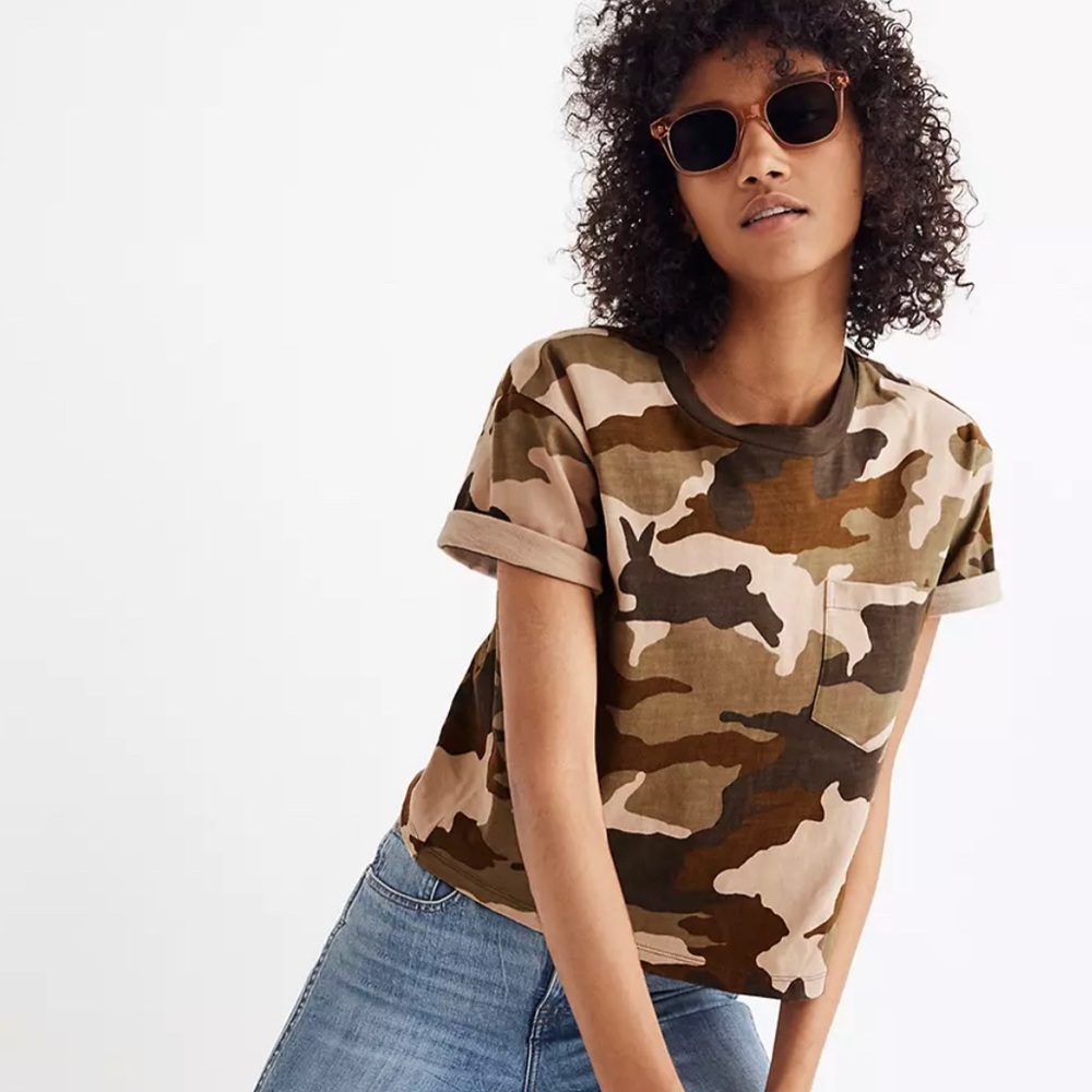 Madewell Easy Crop Tee in Cottontail Camo